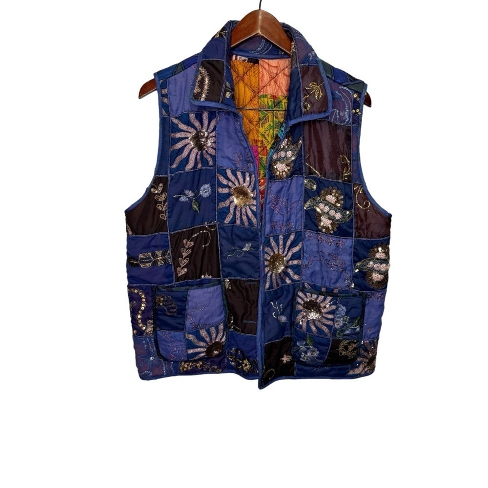 Vintage Handmade Patchwork Vest Size Medium Large